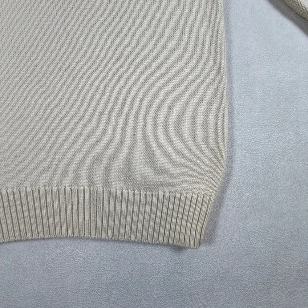 VTG Polo Ralph Lauren Navy Stripe Quarter Zip Pullover Mens Large Cream Sweater